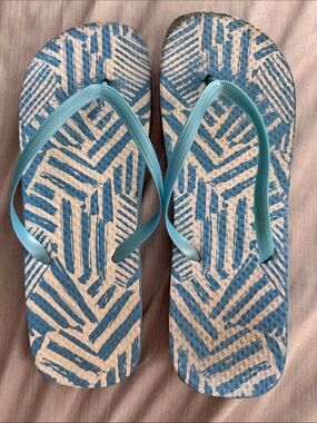 Light Blue Patterned Women's Flip Flops